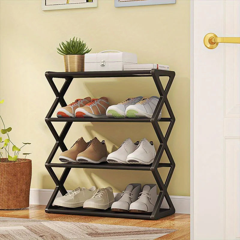 Creative X-Shape Foldable Nonwoven Shoe Rack, Thickened Large Capacity, Space-Saving Sturdy Metal Frame Organizer