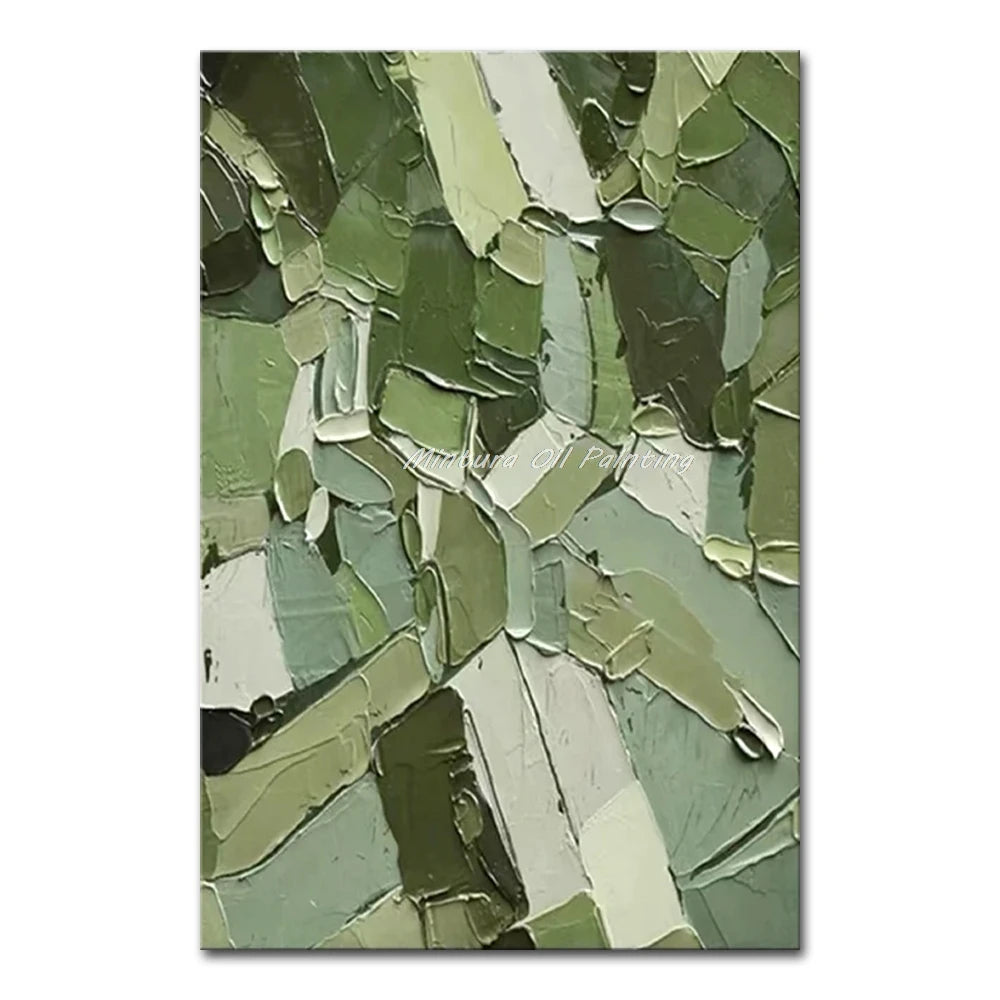 Mintura,Handpaintd Abstract Texture Green Tennis Court Oil Painting on Canvas,Modern 3D Knife Art Poster,Wall Picture,Home Decor