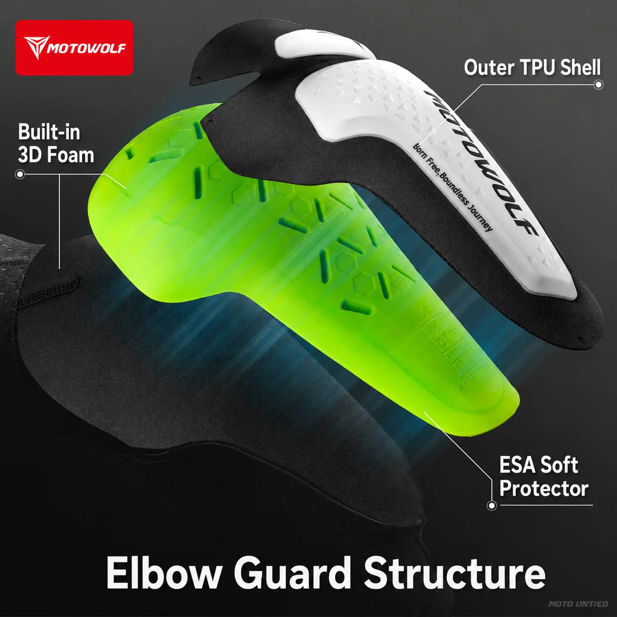MOTOWOLF Motorcycle Elbow Pads CE Certified Arm Guards Impact Resistant Breathable Anti Slip Protector Dirt Bike Motocross MTB