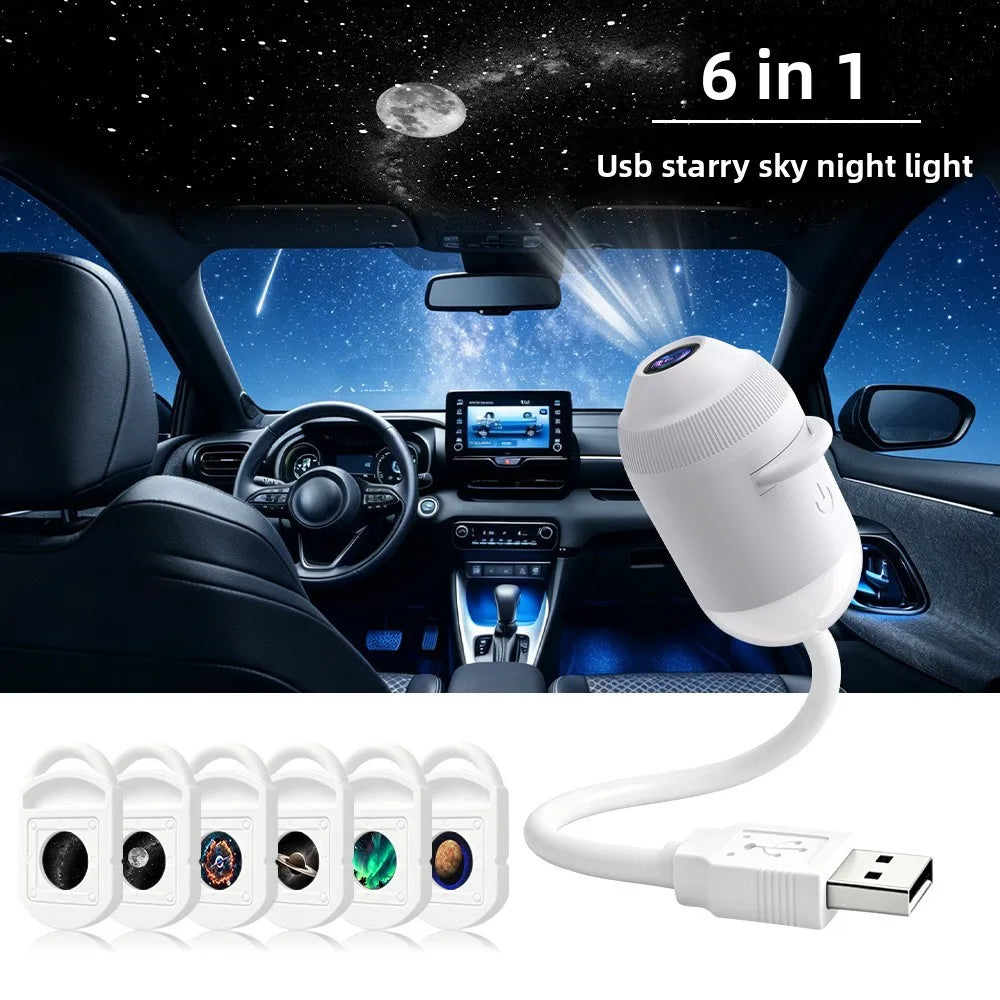 USB Starry Sky Projector Light, Adjustable-Angle Car Ambient Light,Decorative Light for Bedrooms, Living Rooms,and Car Interiors