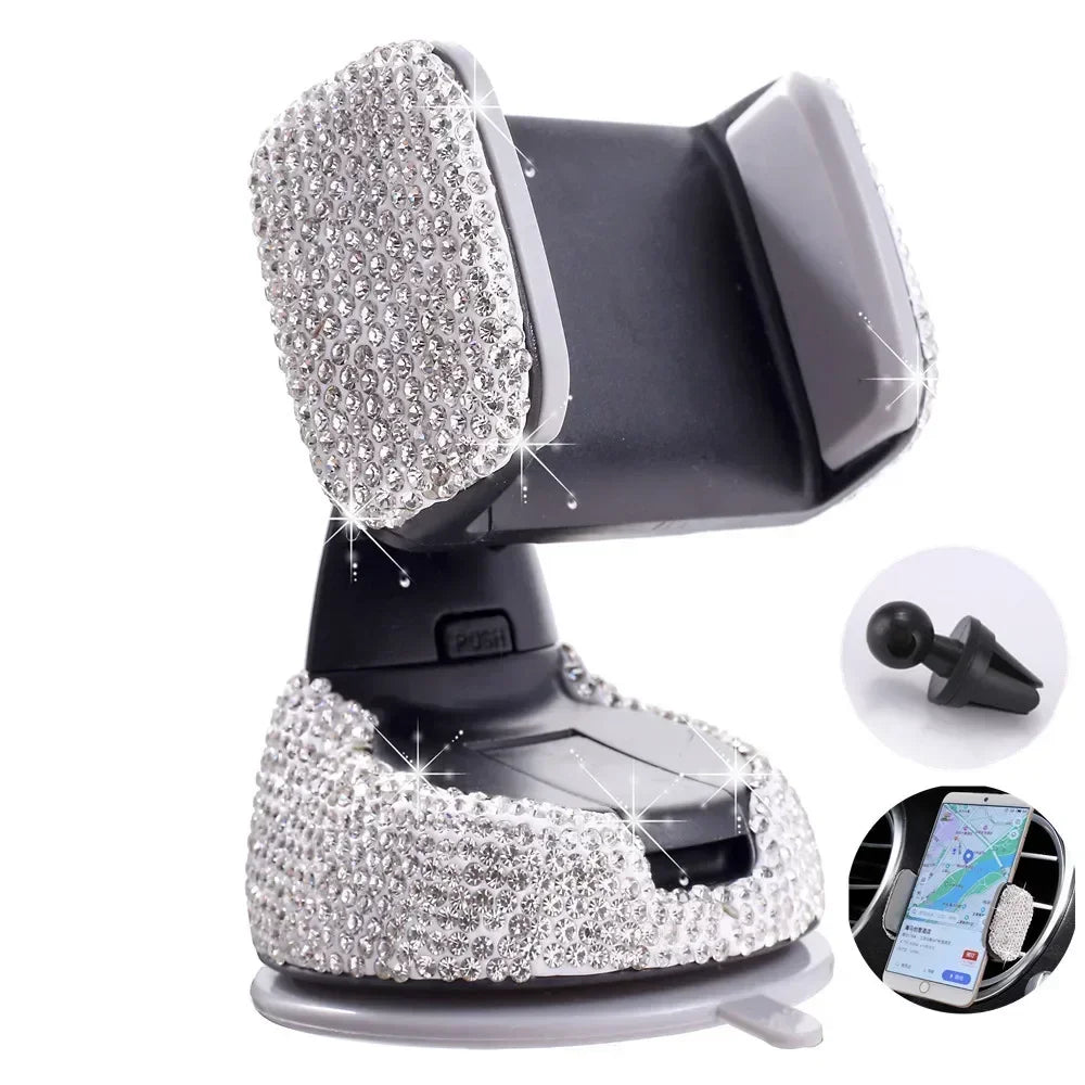 New Crystal Diamond Car Phone Holder Bling Rhinestone Car Mount Magnetic Stand Mobile Phone GPS Holder For IPhone Samsung Xiaomi