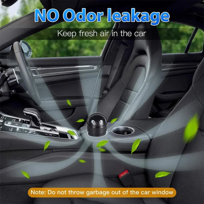 Universal Car Trash Can Auto Organizer Storage Box with Swing Lid Cute Mini Automotive Leakproof Vehicle Trash Bin for Car