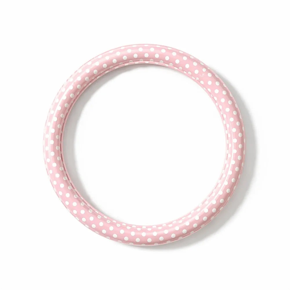 Polka Dot Pattern Steering Wheel Cover Leather Material Comfortable Hand Feel Car Protective Sleeve Easy To Install Stylish Look