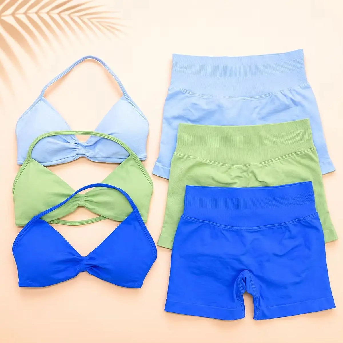 Women Yoga Set Ruched Sports Bra High Waist Shorts 2 Piece Workout Outfit Gym Fitness Activewear Seamless Training Set