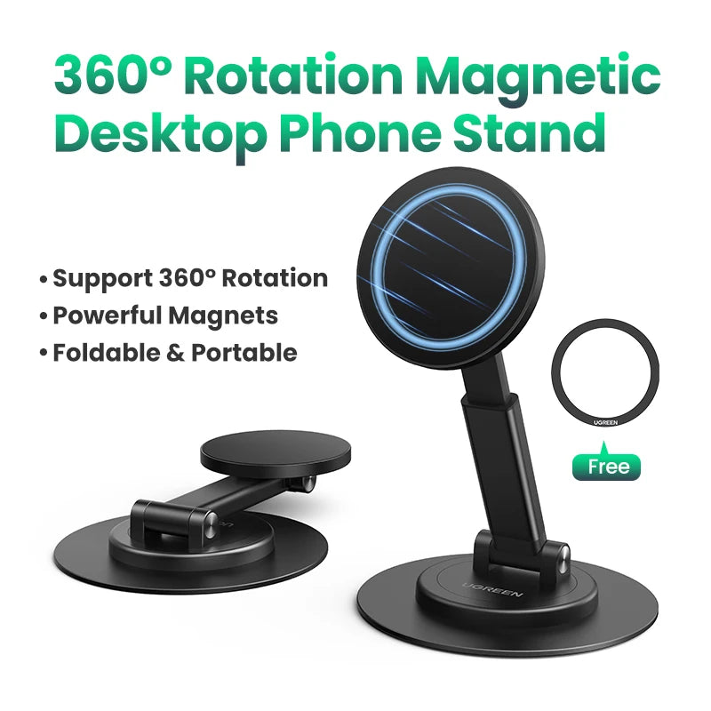 UGREEN Magnetic Phone Stand 360° Rotation Aluminum Mobile Phone Stand For Magsafe iPhone 16 15 14 Pro Max Xiaomi Samsung Huawei