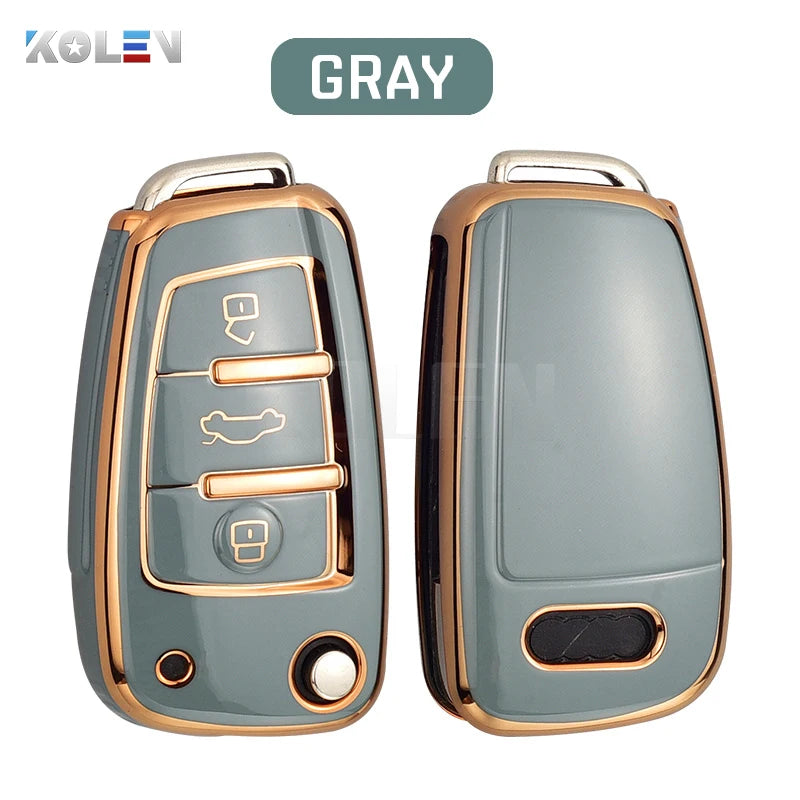 Fashion TPU Car Flip Key Case Cover Shell For Audi A1 A3 8P 8L A4 A5 B6 B7 A6 A7 C5 C6 4F Q3 Q5 Q7 Q8 TT S3 S4 S6 RS Accessories