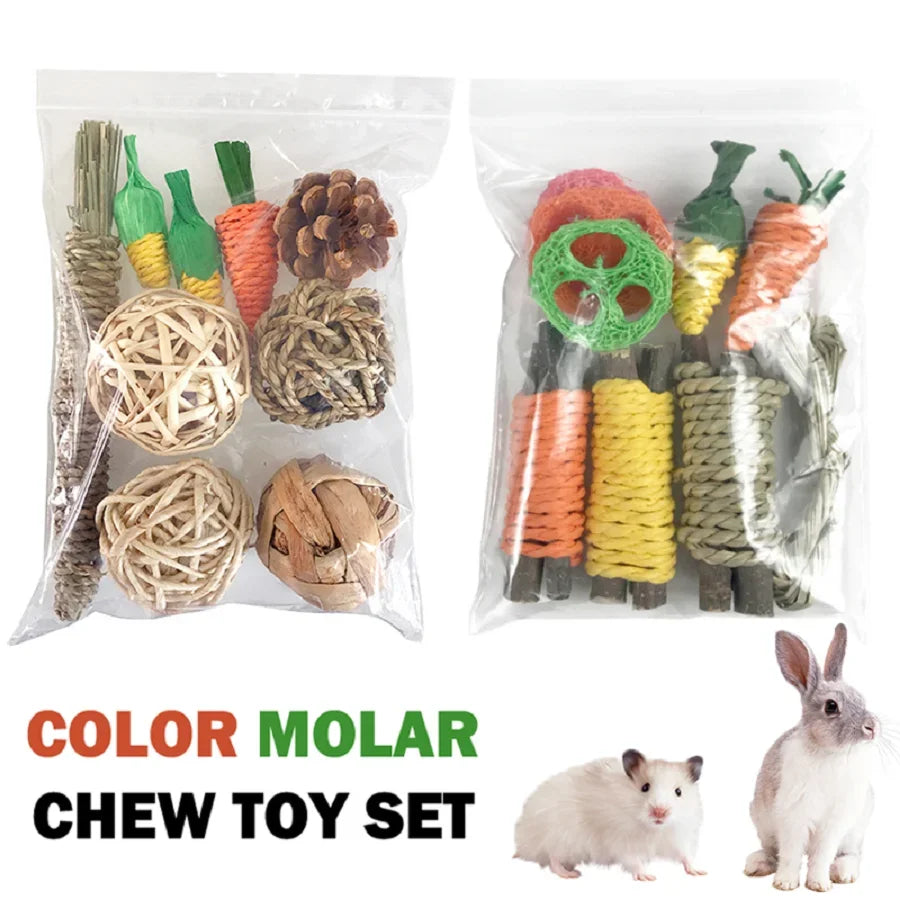Pet Rabbit Guinea Pig Dragon Cat Fun Toy Hamster Rabbit Tooth Grinding Set Pet Tooth Grinding Snacks