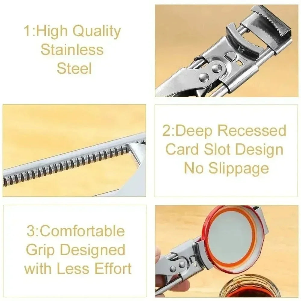 1/2Pcs Heavy Duty Stainless Steel Adjustable Multi Function Labor Saving Bottle Jar Can Opener Easy Grip Kitchen Tool Accessorie
