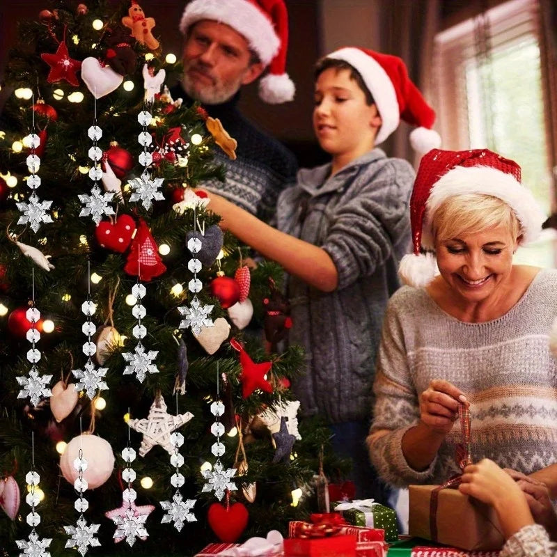 10PCS Snowflake Crystal Christmas Ornaments for Christmas Tree Decorations, Hanging Clear Acrylic Snowflake Ornaments