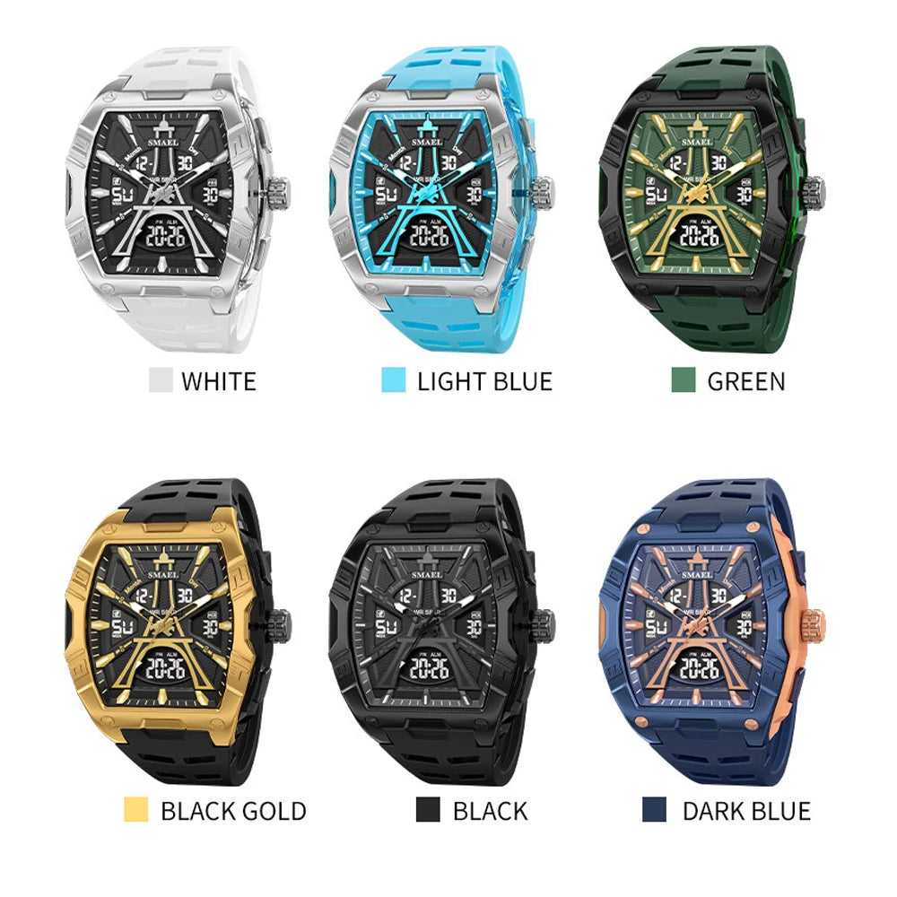 SMAEL Luxury Men Watches Waterproof Luminous Watch For Man High Quality LED Quartz Chronograph Sport  Wristwatches Clock Male