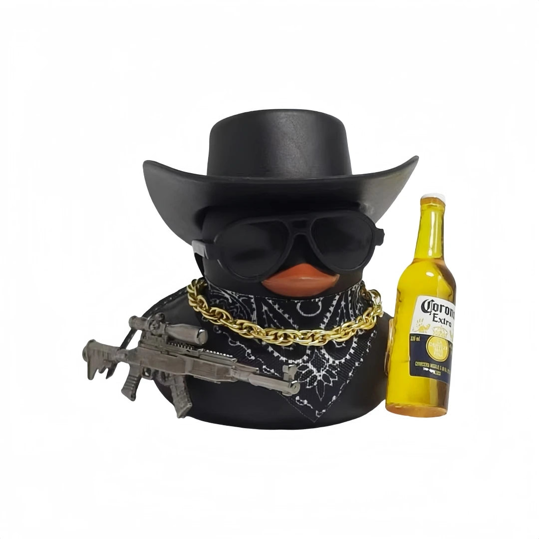 1pc Cool Cowboy Duck Car Dashboard Decor, Funny Duck Ornament with Hat & Accessories, Unique Car Interior Decoration Gift