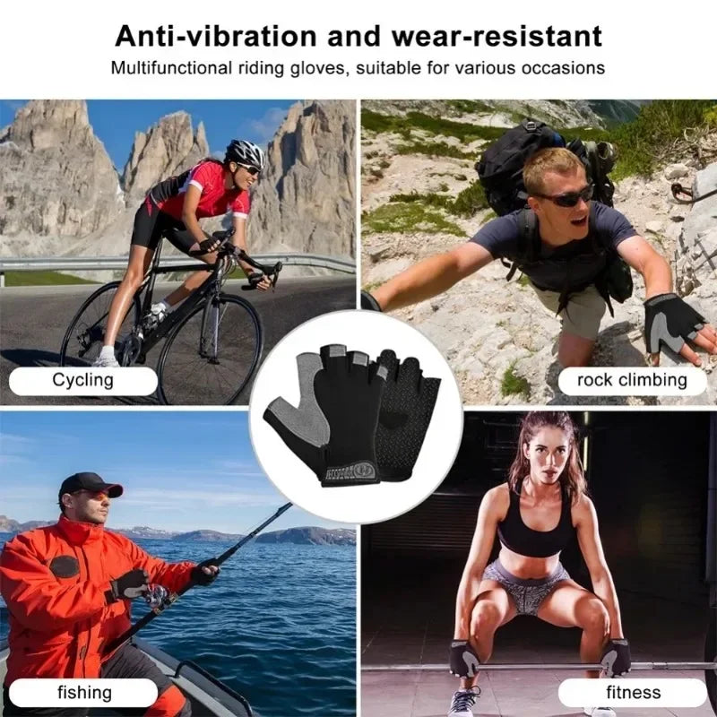 Cycling Gloves for Men Woman Fingerless Sports Fitness Training Gym Gloves Motorcycle Mtb Anti-slip Gloves Bicycle Accessories