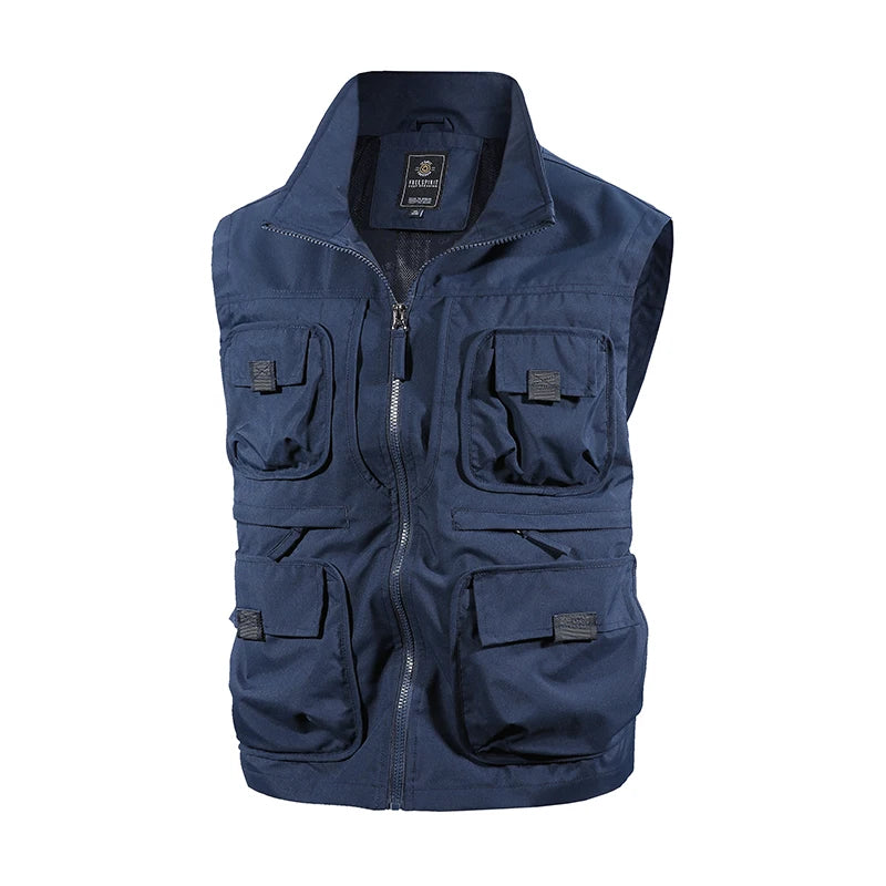 Multifunctional Workwear Vest Men Outdoor Zipper Multi Pocket Workwear Sleeveless Jackets Spring Autumn Breathable Sports Vests
