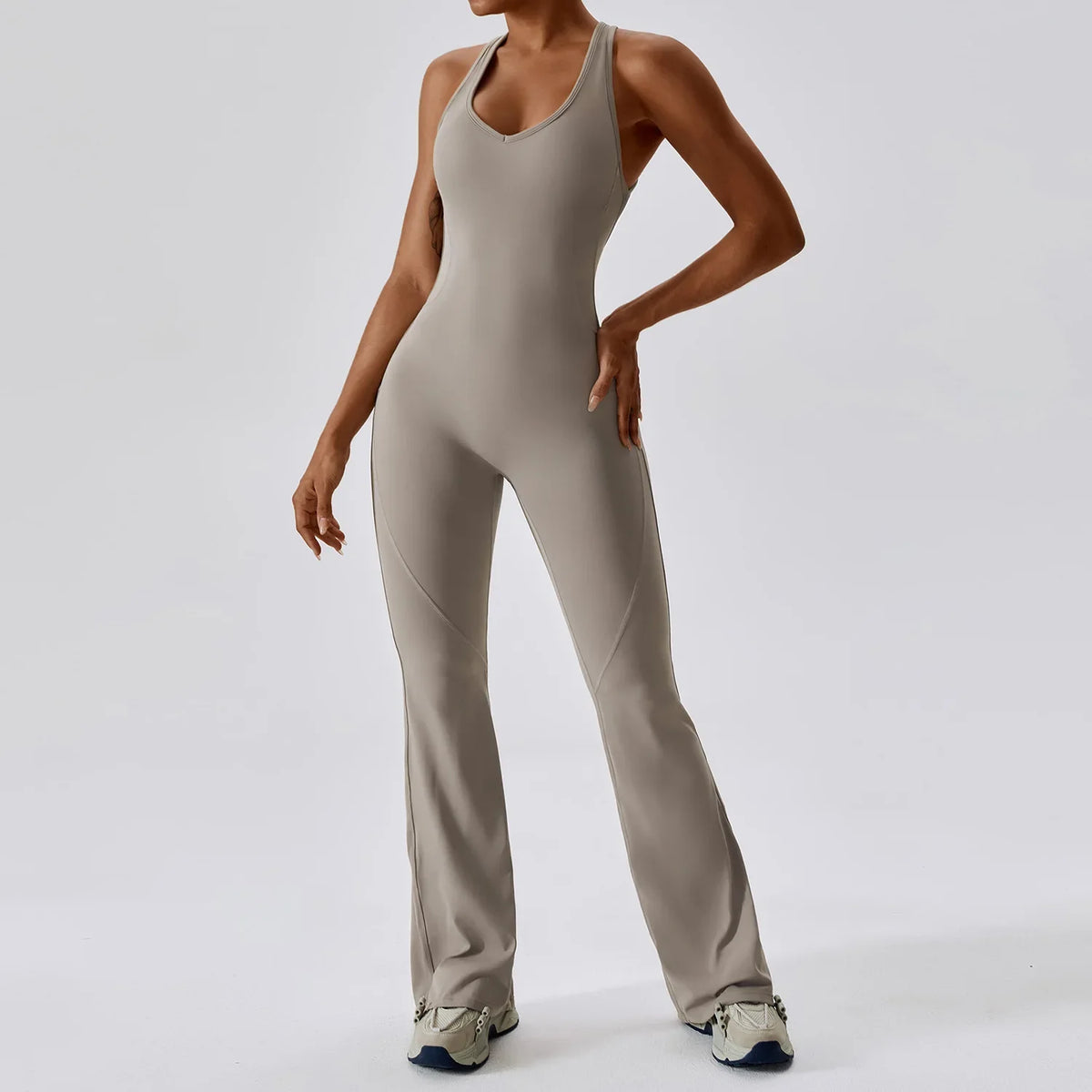 Women Sports Jumpsuits Flare Leggings Pad One-Piece Sports Bodysuit Dancing Yoga Clothes Tracksuit Gym Tights Activewear