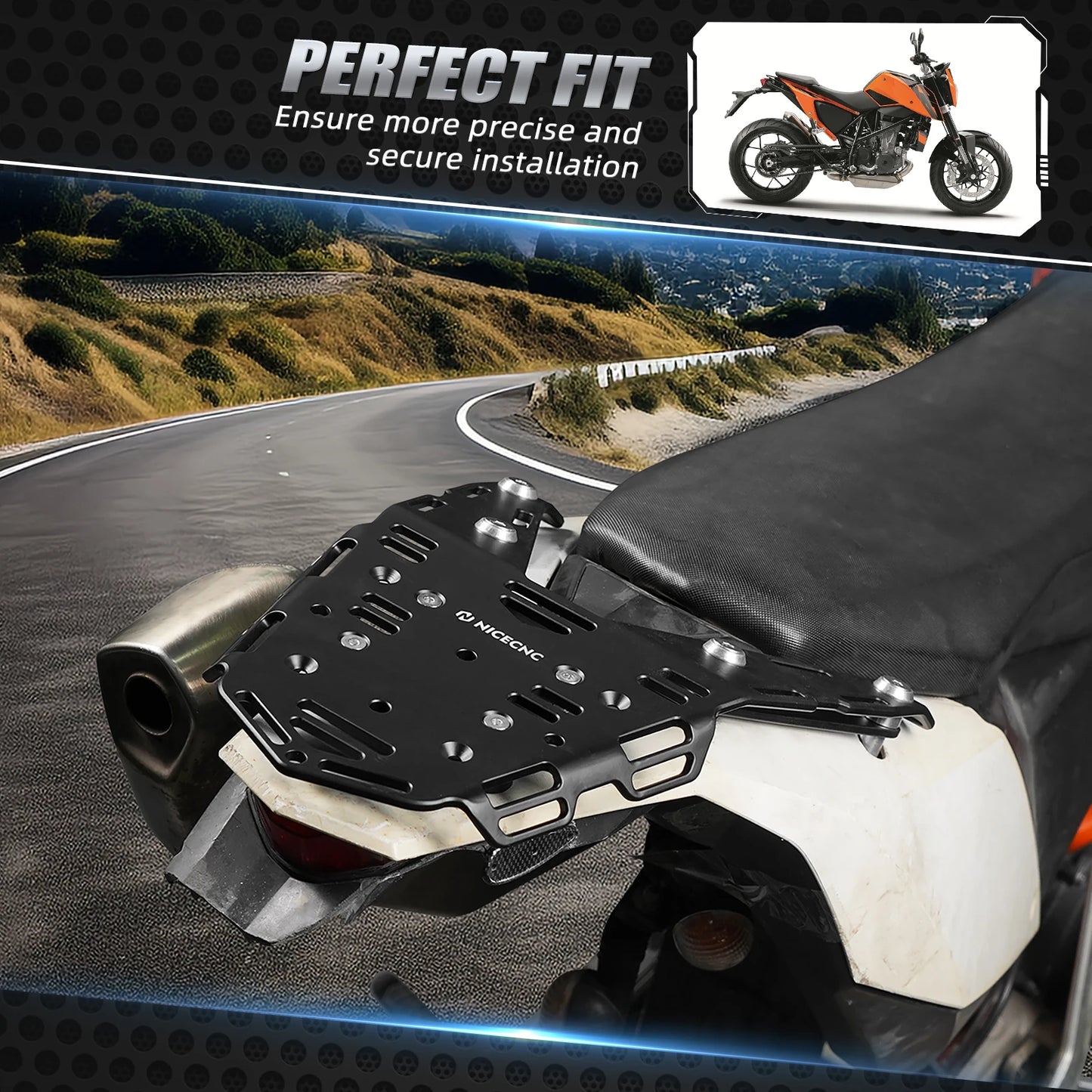 NICECNC For KTM 690 Enduro R 2008-2023 Luggage Motorcycle Rear Luggage Rack Cargo Rack
