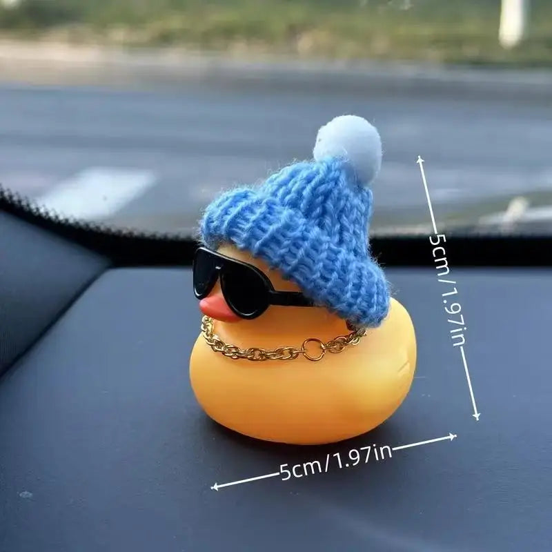 Rubber Duck Car Ornaments Winter Duck Car Dashboard Decorations for Christmas Decor Home Decorations with Mini Hat Sunglasses