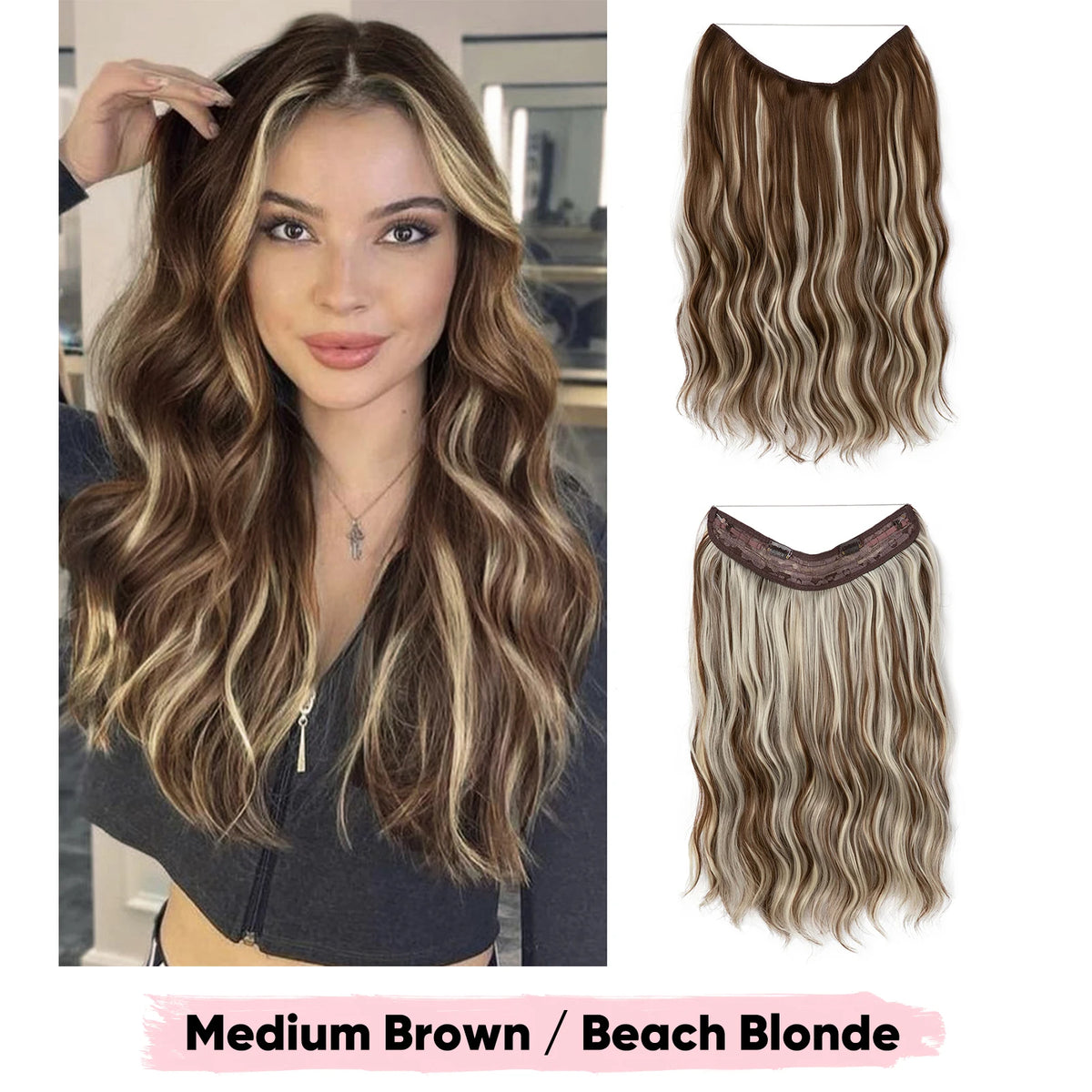SARLA Synthetic Wave Invisible Wire Clip in Hair Extensions Fish Line With Clips Hairpiece Ombre Fake Hair Piece For Woman