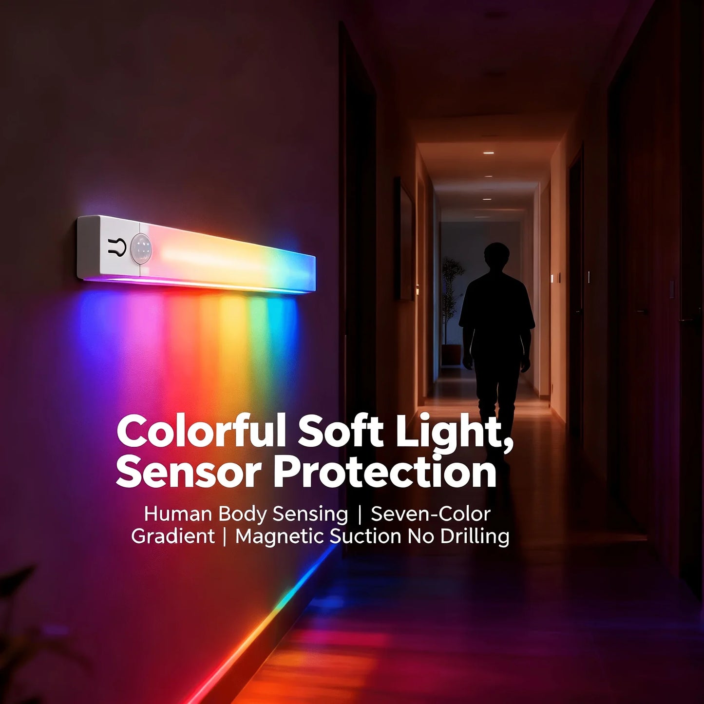 11.81/19.69in RGB Cabinet Light USB Type-C Rechargeable Light Motion Sensor Led Lamp for Kitchen Wardrobe Cabinet Lighting