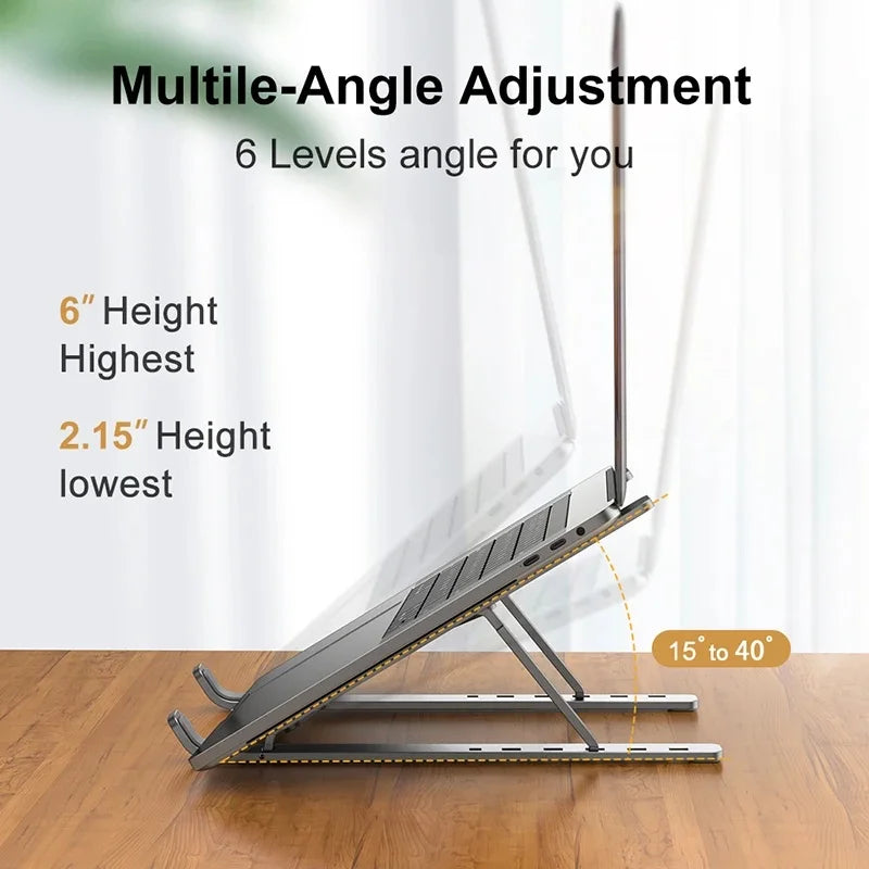 Adjustable Foldable Aluminum Alloy Laptop Stand, Portable Lifting Cooling Non-Slip Notebook Computer Holder Bracket