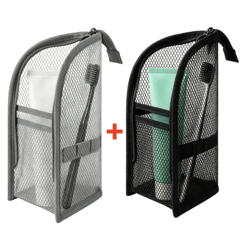 Standing Mesh Toiletry Bag Portable EVA Waterproof Travel Foldable Toothbrush Cosmetic Organizer Women Bathroom Storage Pouch