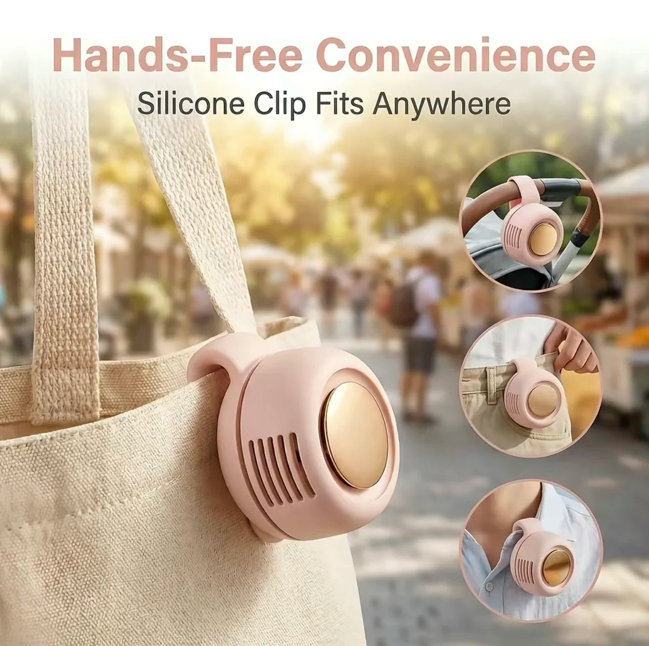 Portable Mini Bladeless Fan 3 Speed Adjustable Clip On Waist Shirt Silent Electric Fan Outdoor Travel Cooling Fan