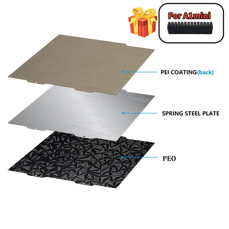 For Bambu Lab A1 Mini Build Plate Double Sided H1H PEY PEO PET PEI Bed Spring Steel Sheet Pei Sheet 184x184 for Bambulab A1 Mini