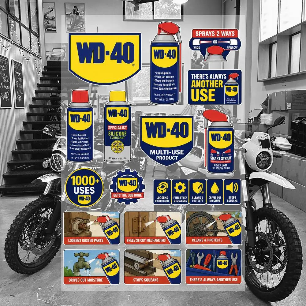W-D-40 Waterproof Vinyl Stickers for Car Motorcycle Bike Skateboard Laptop Bottle Phone
