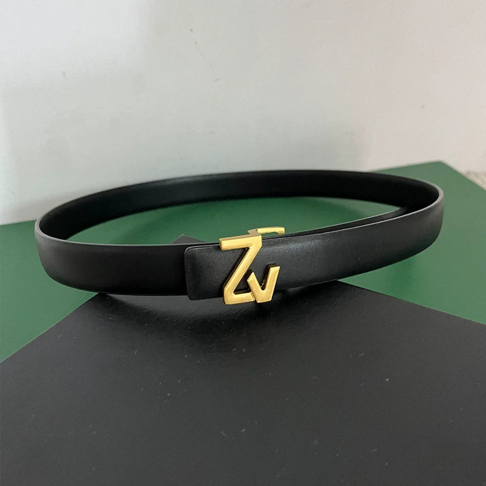 Luxury thin 25mm Reversible Leather Brand Belt Women Design Lady Girl Belt for women Waist Belt Chic Dress Party Belt for jeans