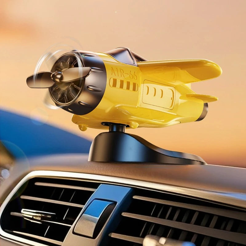 Solar-powered Airplane Ornament,360-degree Rotation, Car Dashboard Decoration,Kinetic Airplane Figurine,Car Interior Accessories