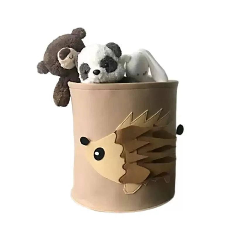 Children Toys Storage Basket Foldable Household Laundry Bag Cute Cotton Linen Bucket Cartoon Print Clothes Organizer Baskets