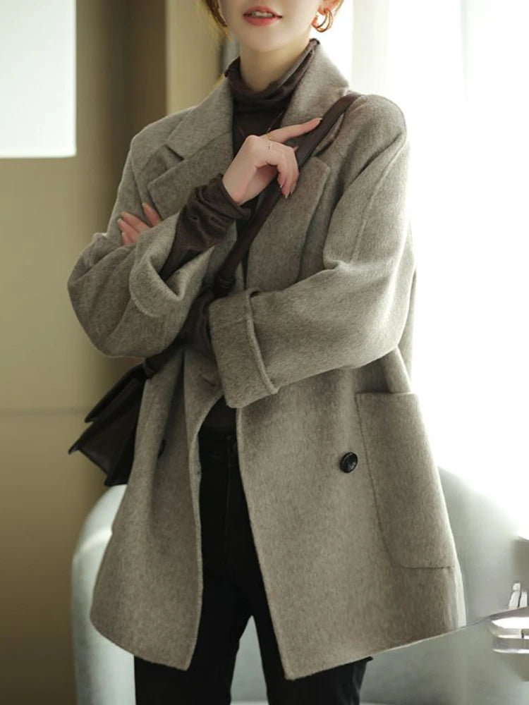 Wool Coat Elegance Coats and Jackets Women New In Autumn Winter Jacket Women Korean Style Long Sleeve Office Lady Trench Coat