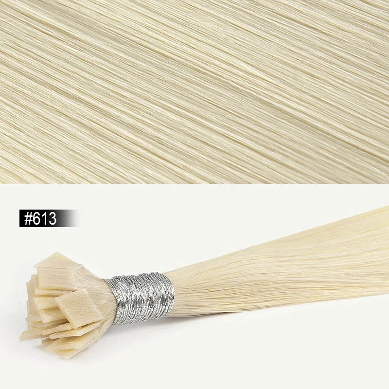 Straight Hair Flat Tip Hair Extensions K Tip Natural 100% Human Hair Fusion Extensions Set Keratin Prebonded Capsule Blonde Colo