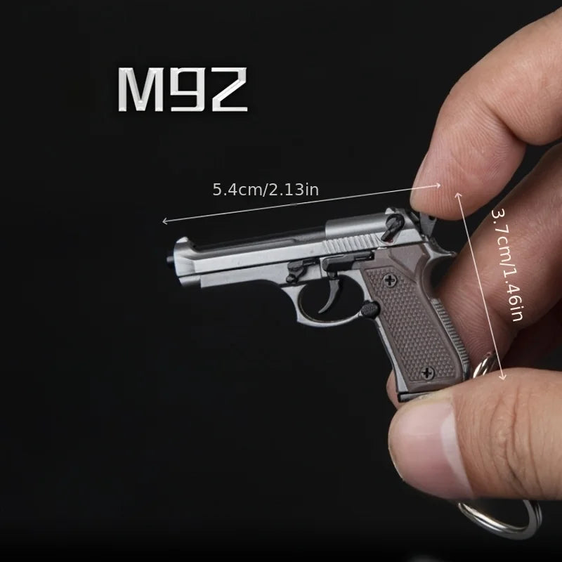 2026 Tactical Pistol Keychain-1:4 Alloy Gun Model with Tassels&Clear Cover, Sporty Keyring Bag Pendant Gift for Men Mini Pendant