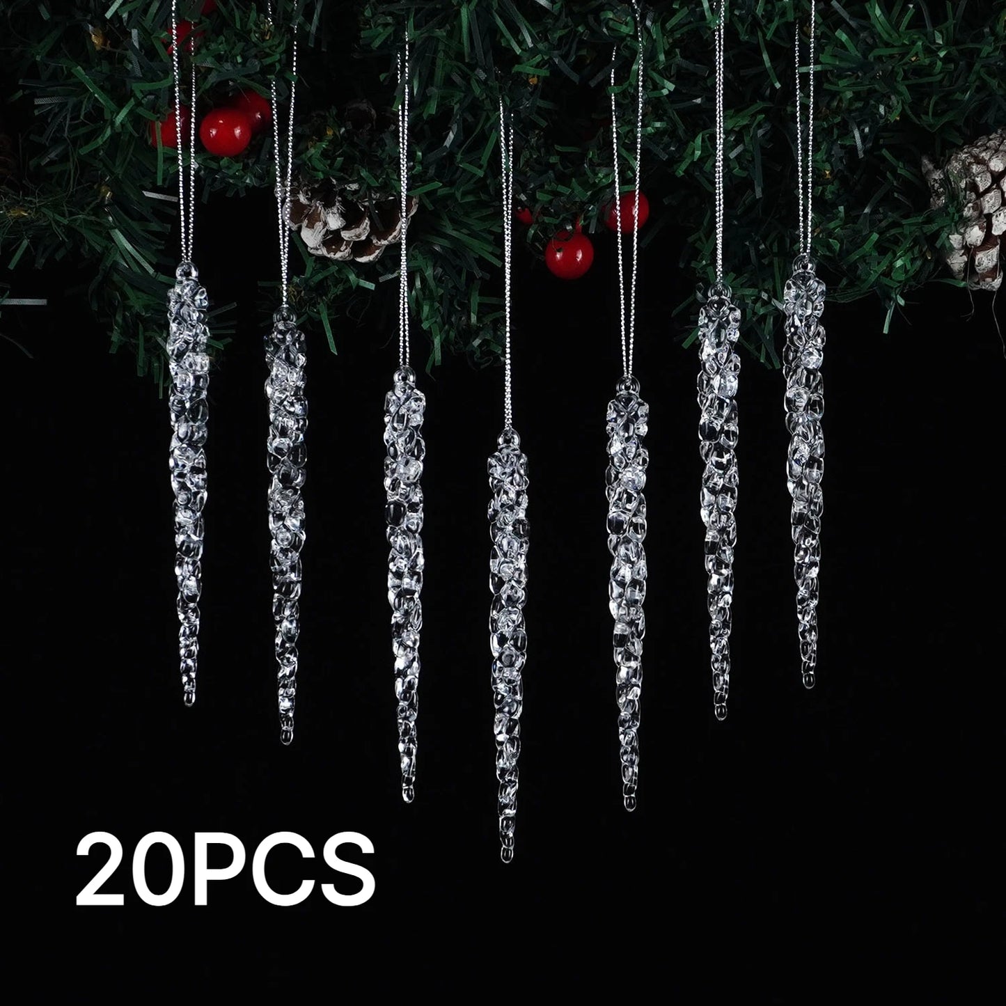 20 PCS Transparent acrylic Christmas tree ice column decoration Christmas, New Year, Holiday, Wedding, Winter Party Decoration 5 Various styles of ice pillar ornaments