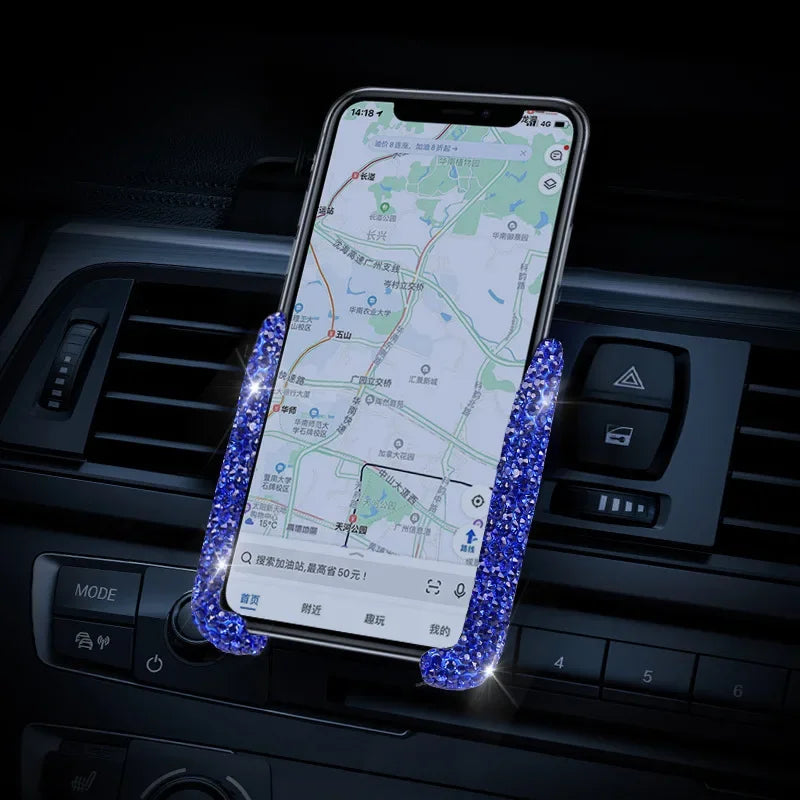 Stylish and Shiny Crystal Diamond Car Phone Holder 360° Rotatable Universal Fit for Secure Grip and Stylish Upgrades