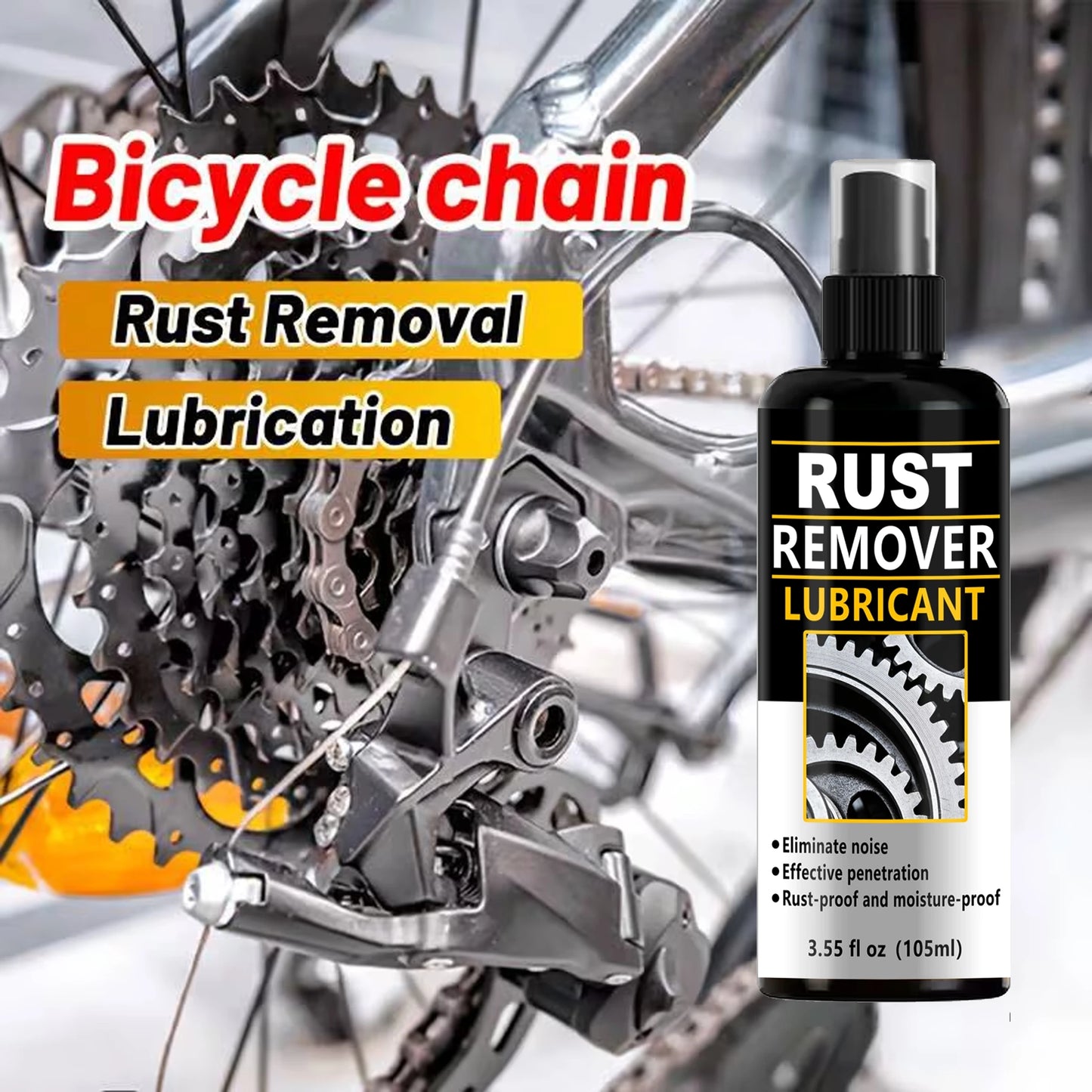 Multi-Purpose Rust Remover Lubricant Spray - Anti-Rust Lubrication Oil for Bike Chain, Car Parts, Hardware, Rust Proof, Moisture