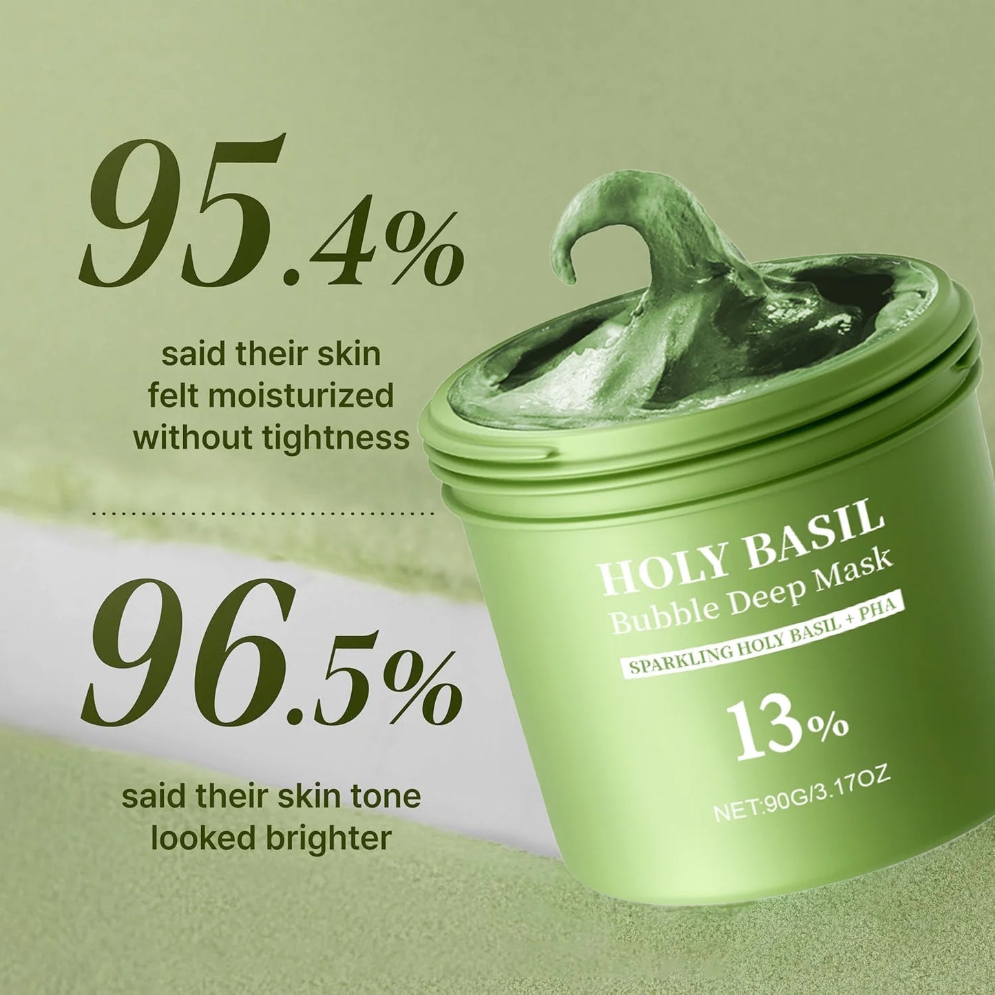 Holy Basil Bubble Deep Mask Clay-to-Foam Face Mask with PHA & Holy Basil Extract Gentle Cleansing & Hydrating Facial Mask 90g