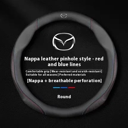 Suede Leather Car Steering Wheel Cover Sports style For Mazda 3 5 6 SKYACTIV Axela Atenza MX5 BT50 CX30 CX5 CX7 CX8 CX9 RX7 RX8