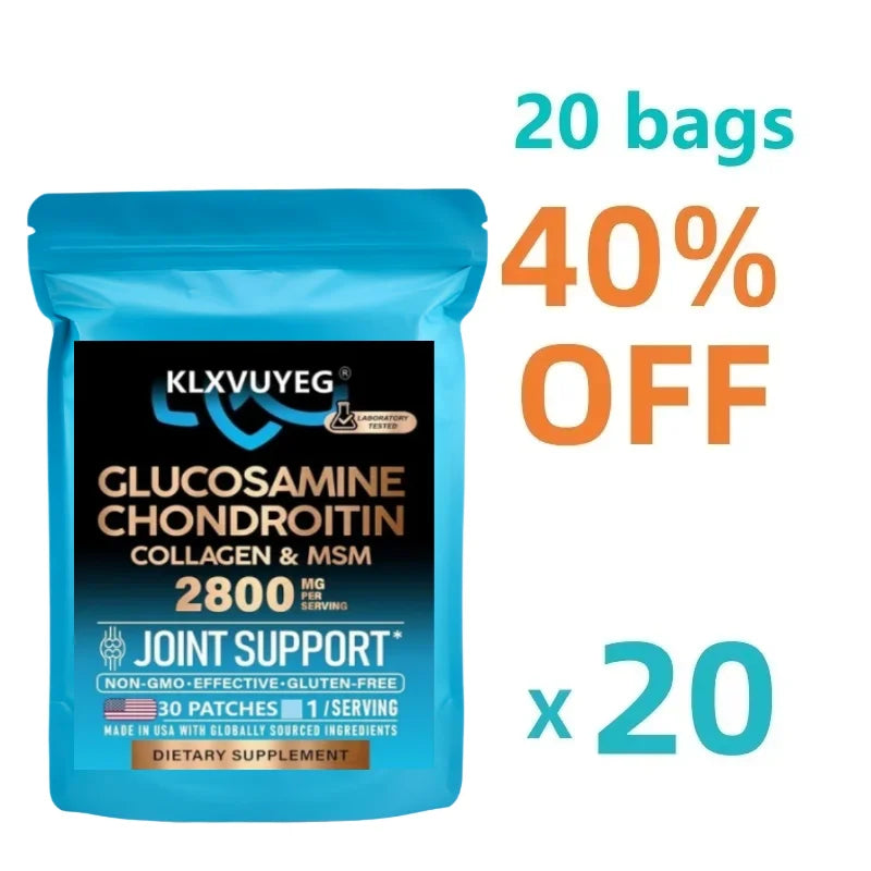 Glucosamine Chondroitin Msm Collagen, Joint Support Supplement 2800 Mg, Flexibility Nutritional Vitamins, 30 Transdermal Patches