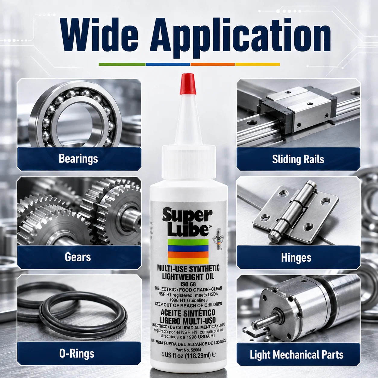 Super Lube 52004 Synthetic Lightweight Oil ISO 68 Multi-Purpose Food Grade Lubricant for 3D Printer Bearings Rails