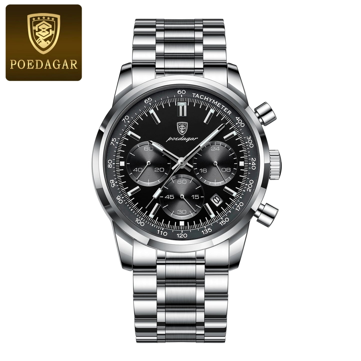 POEDAGAR Top Luxury Men Watch Waterproof Luminous Date Chronograph Fashion Men's Quartz Watch Stainless Steel Sports Man Watches