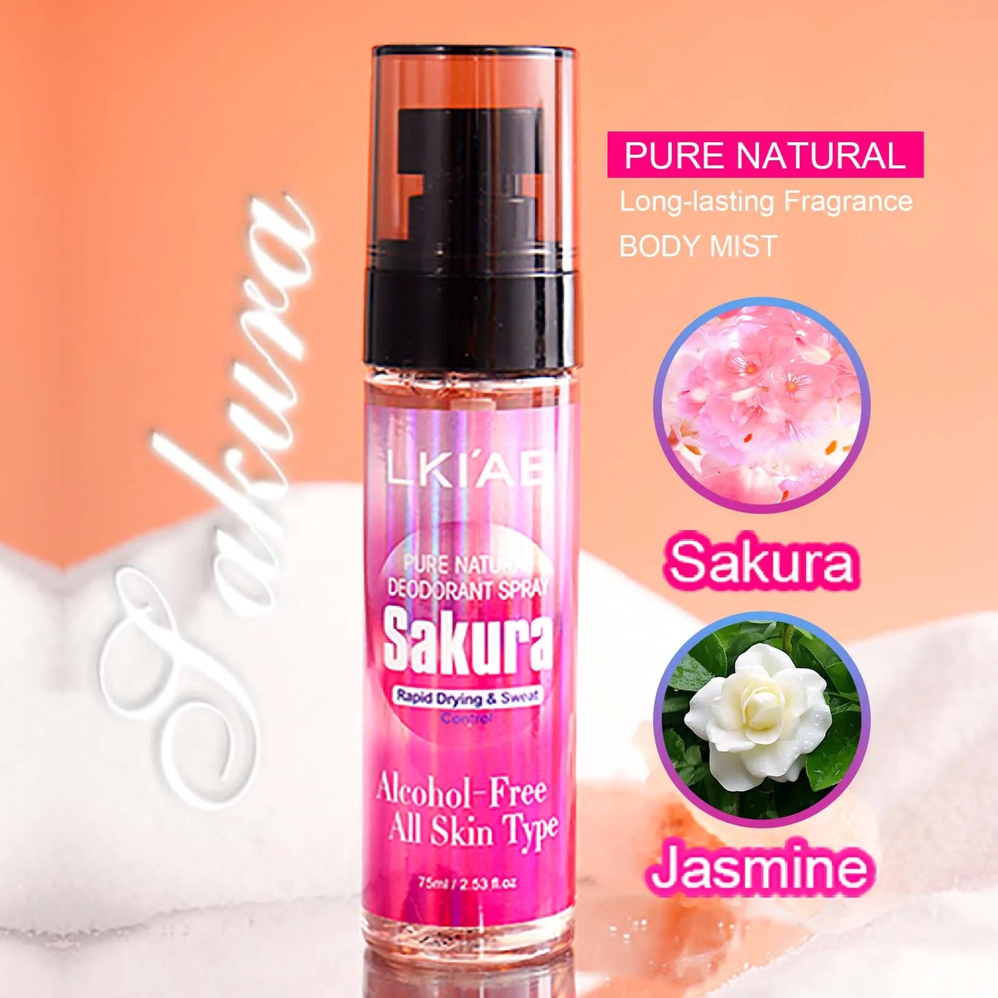 LKIAE Natural Deodorant Body Spray, 12H Antiperspirant And Odor Control, Formulated Without Alcohol, For Women & Men