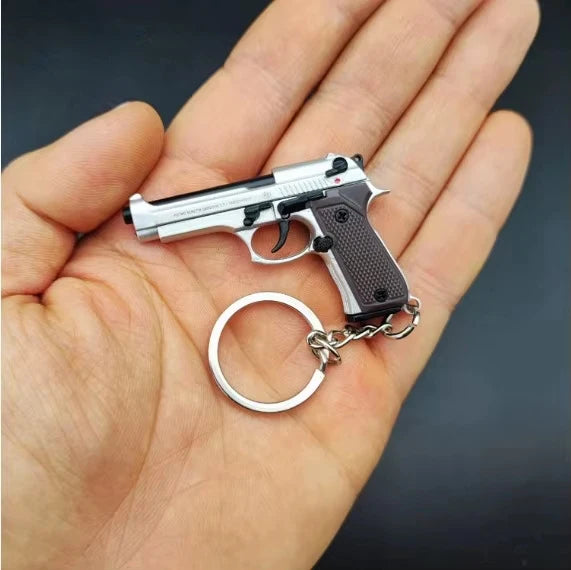 2026 Tactical Pistol Keychain-1:4 Alloy Gun Model with Tassels&Clear Cover, Sporty Keyring Bag Pendant Gift for Men Mini Pendant