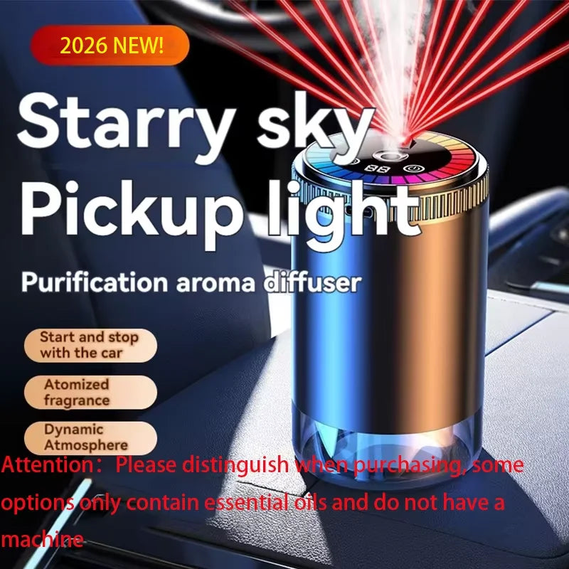 Smart Car Aroma Diffuser Rechargeable Air Freshener Auto On Off 5 Modes Starry Sky Ambient Light USB Car Purifier Humidifier