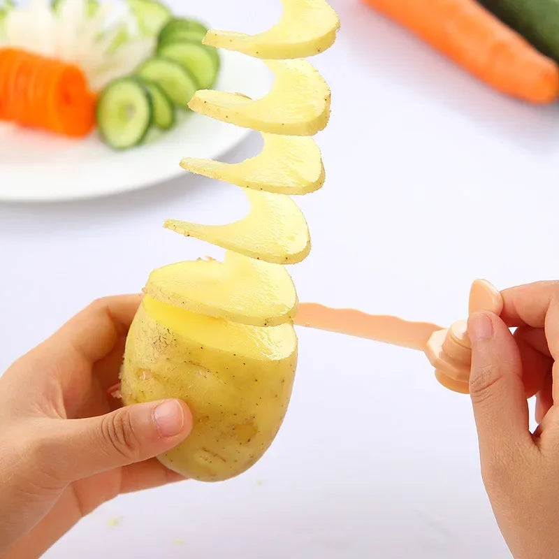 Rotate Potato Slicer Stainless Steel Plastic Vegetable Tools Creative Kitchen Gadgets Twisted Potato Slice Cutter Spiral