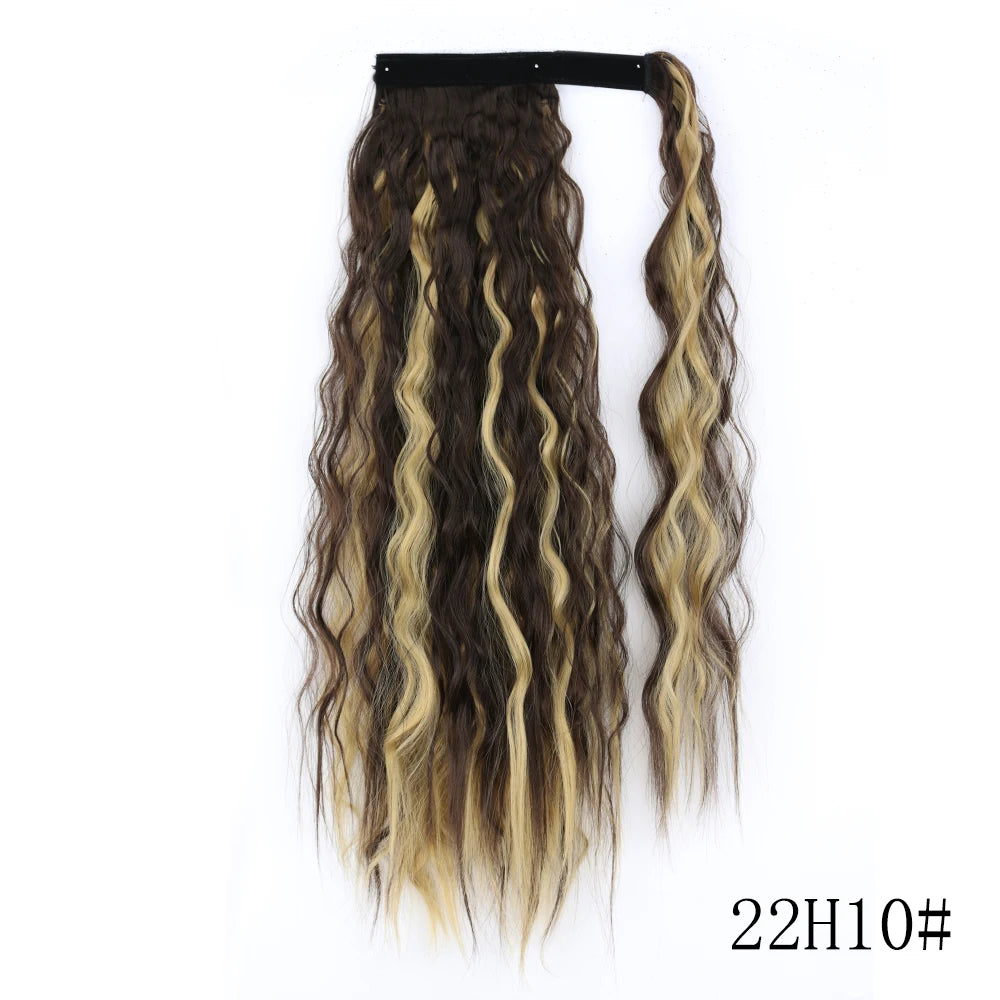 LISI GIRL Synthetic Hair 22''34'' Long Straight Ponytail Wrap Around Ponytail Clip in Hair Extensions Black Hairpiece Headwear