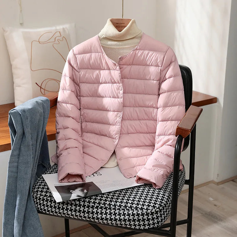 2023 New Arrivals Autumn Winter Warm Women White Duck Down Slim Jackets Female Fashion Ultra Lightweight Packable Puffer Coats