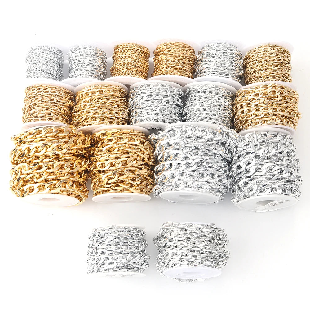 5 Yards/Roll Aluminum Chain Gold Silver Color O-Shaped Twist Cross Metal Chain For Jewelry Making DIY Necklace Bracelet Supplies