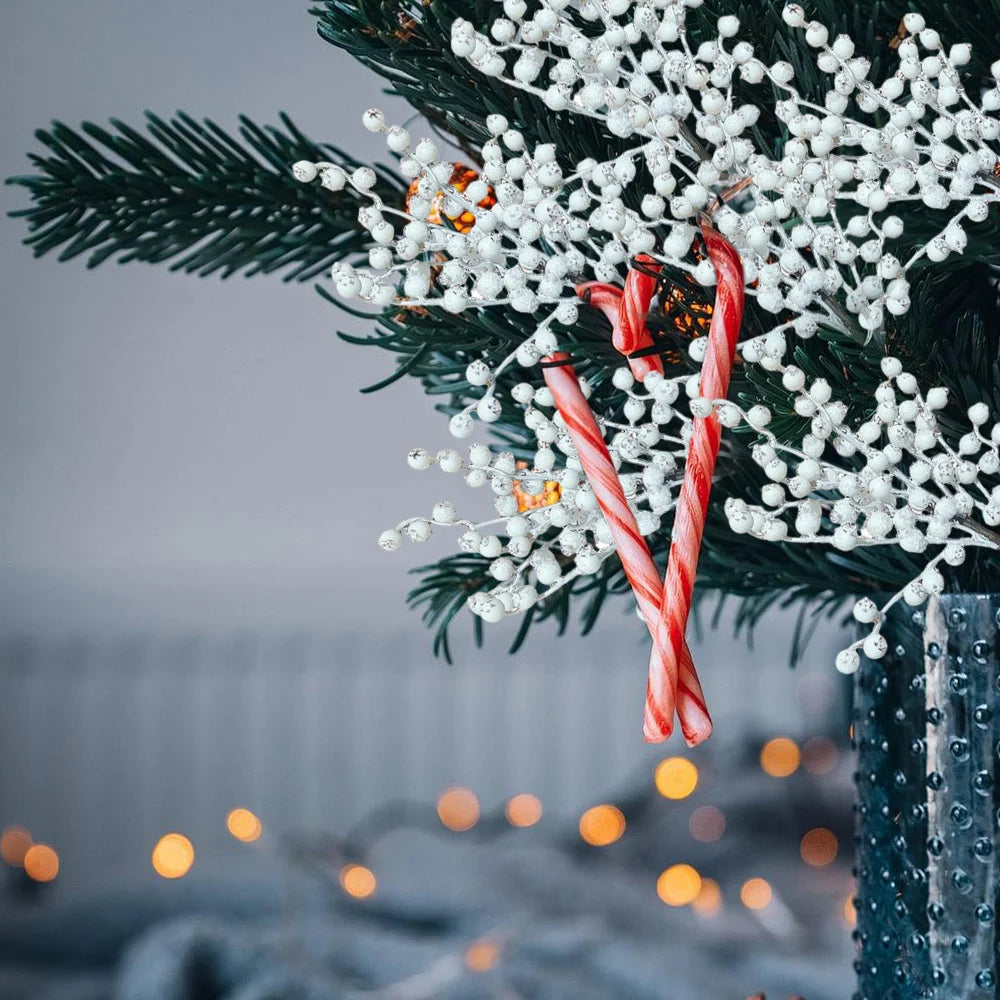 2pcs/ 5pcs Artificial Berry Stems, Winter Berry Picks Christmas Artificial Berries Fake Berry Branches Winter White Holly Stems