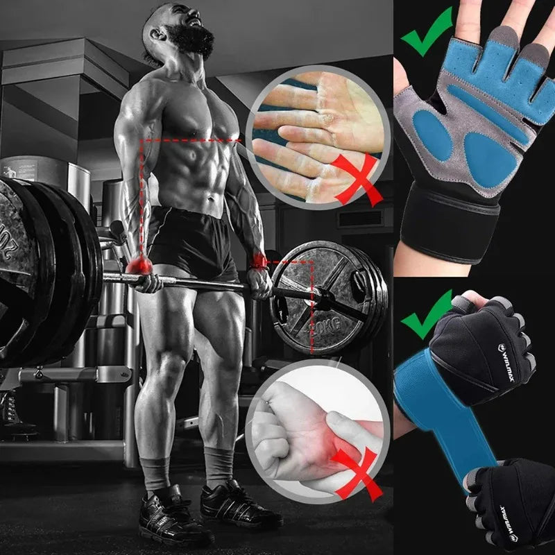 WIinmax Half Finger Fitness Gloves Palm Protect Non-Slip Weightlifting Dumbbell Horizontal Bar Training Gloves Gym Equipment